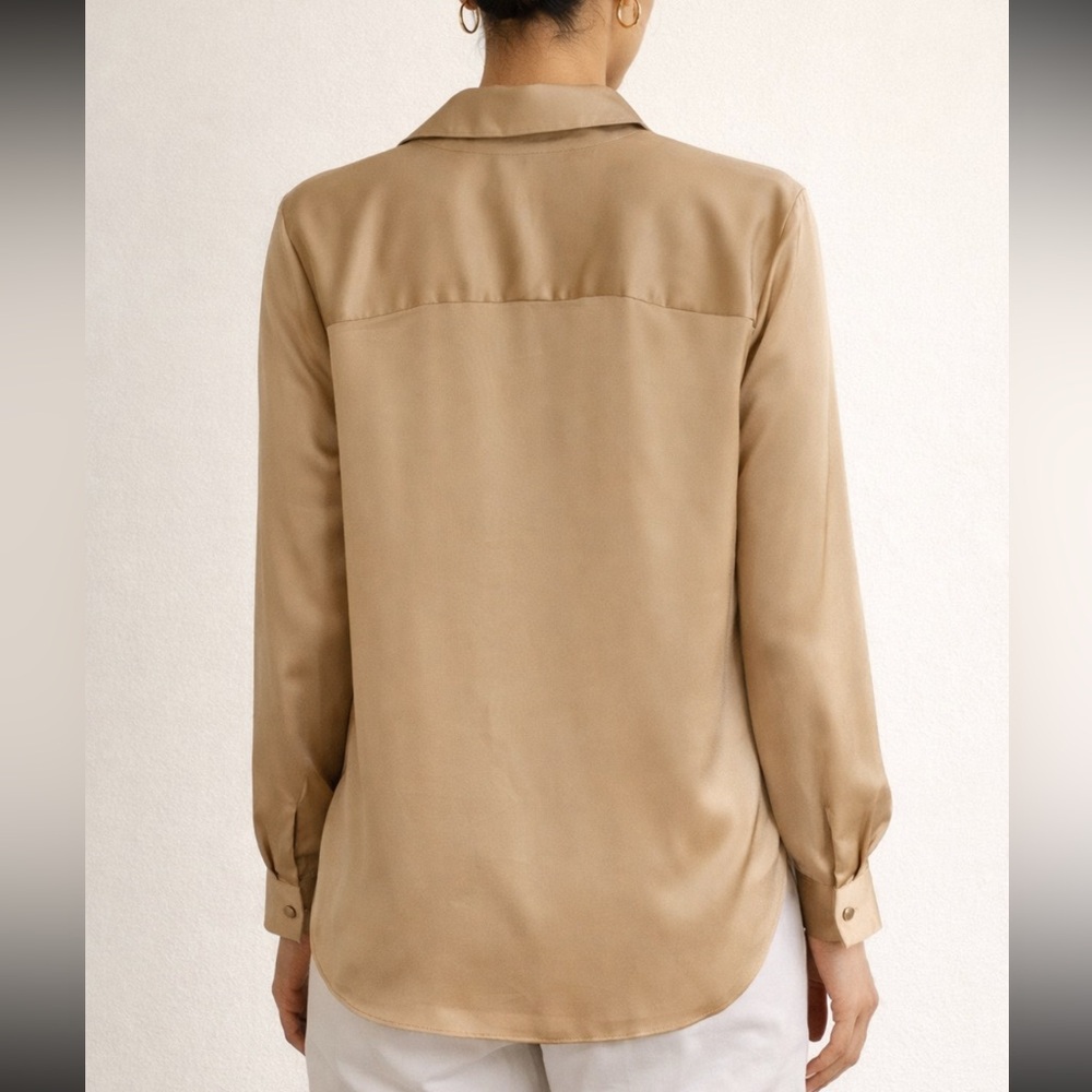 Ann Taylor Beige Button-Up Blouse - Picture 2 of 6